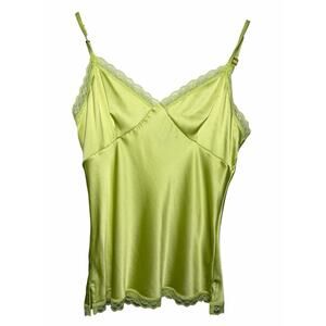 Express Design Studio Silk Lace Camisole Lime Green Y2K Slip Top Small